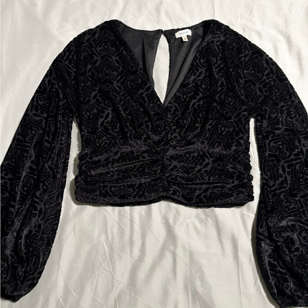 Black velvet heart long sleeve